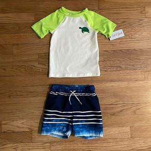 Toddler boy swim trunks and rashguard